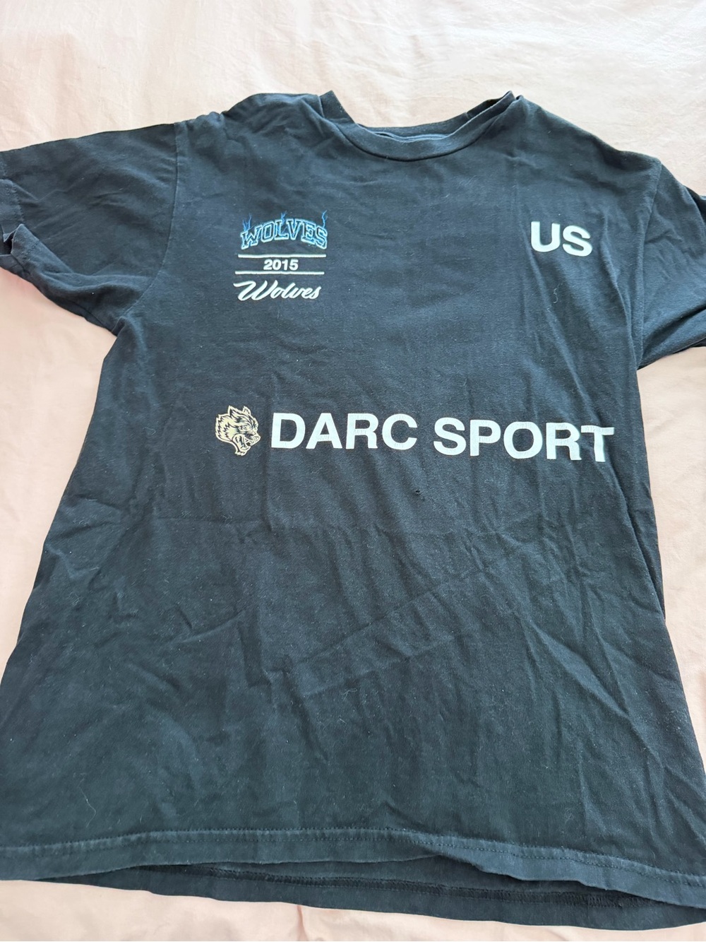 Darc Sport Black Crewneck Tee with Wolves & US Graphics